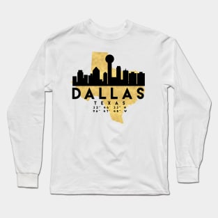 Dallas Texas Skyline Map Art Long Sleeve T-Shirt